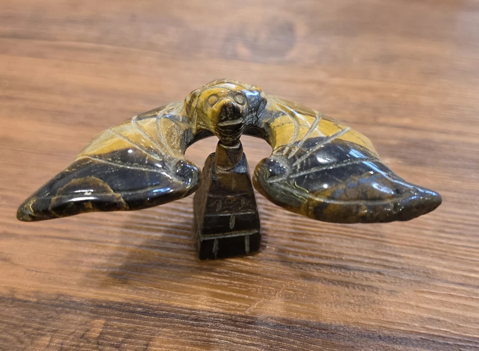 Tiger Eye Bat Carving, Sacred Divine