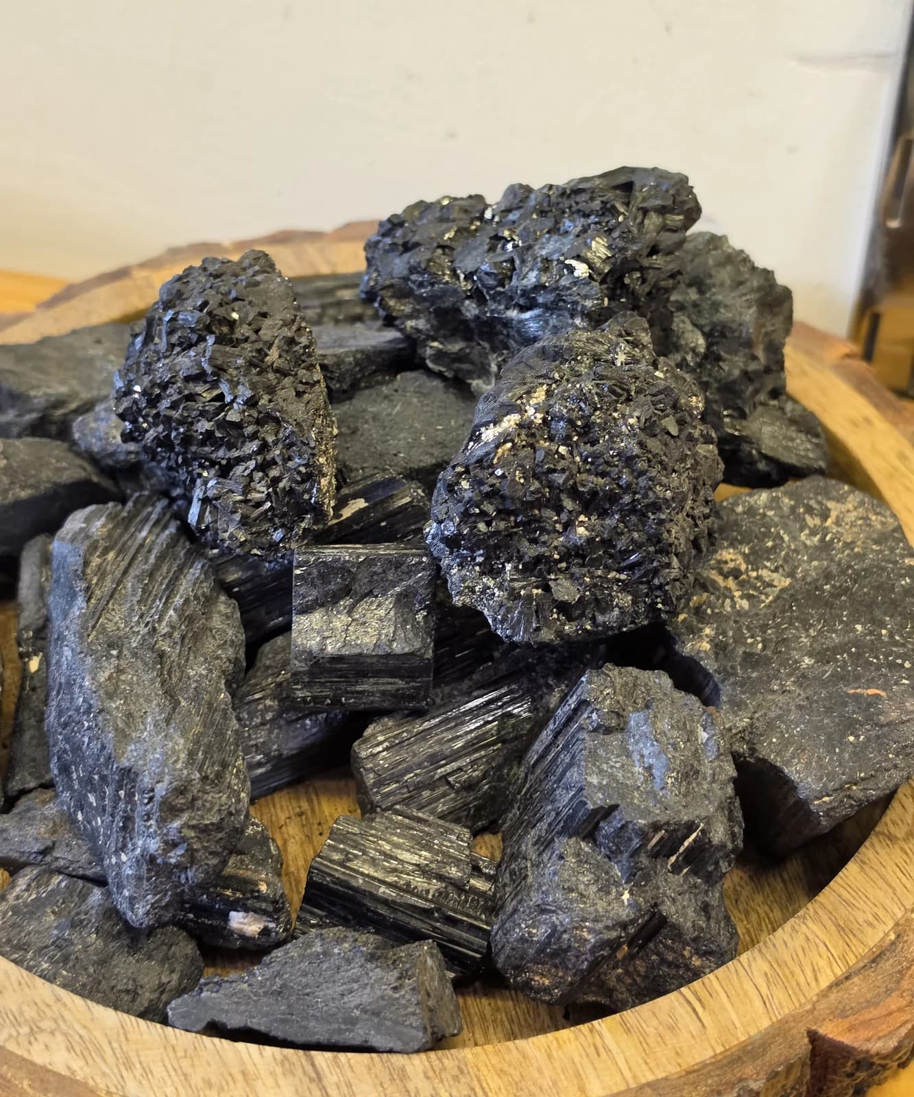Raw black tourmaline in the Sacred Divine studio