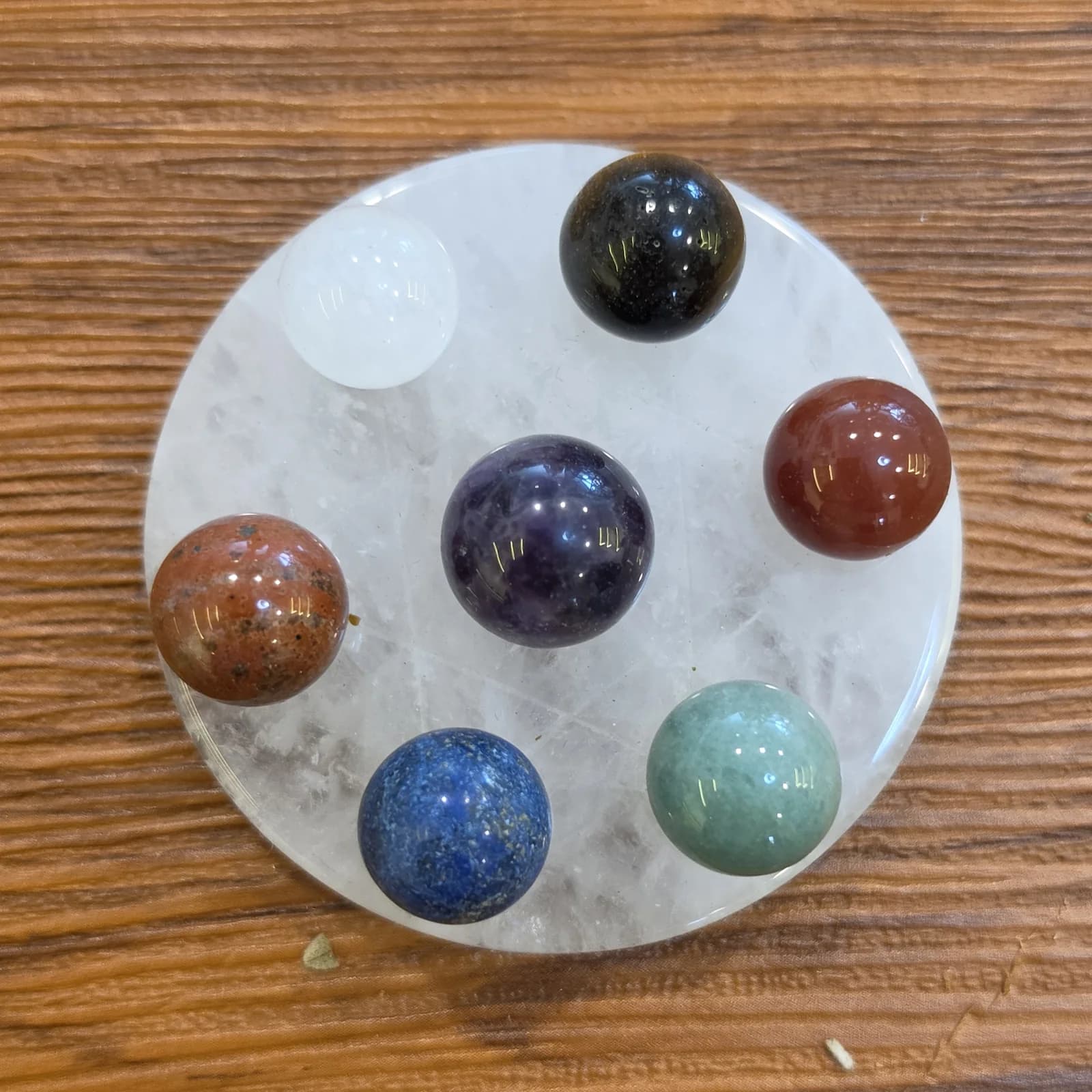 Clear Quartz Seven Chakra Reiki Plate, Sacred Divine