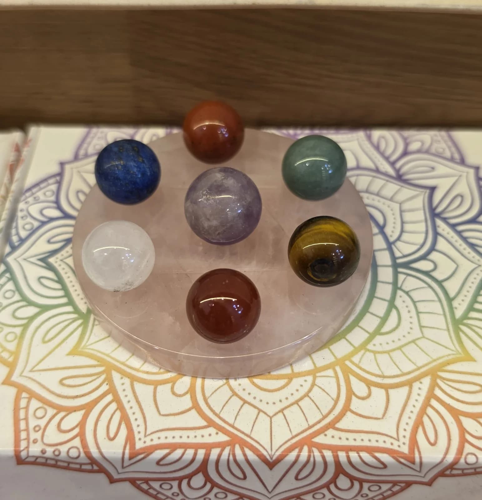 Rose Quartz Seven Chakra Reiki Plate, Sacred Divine