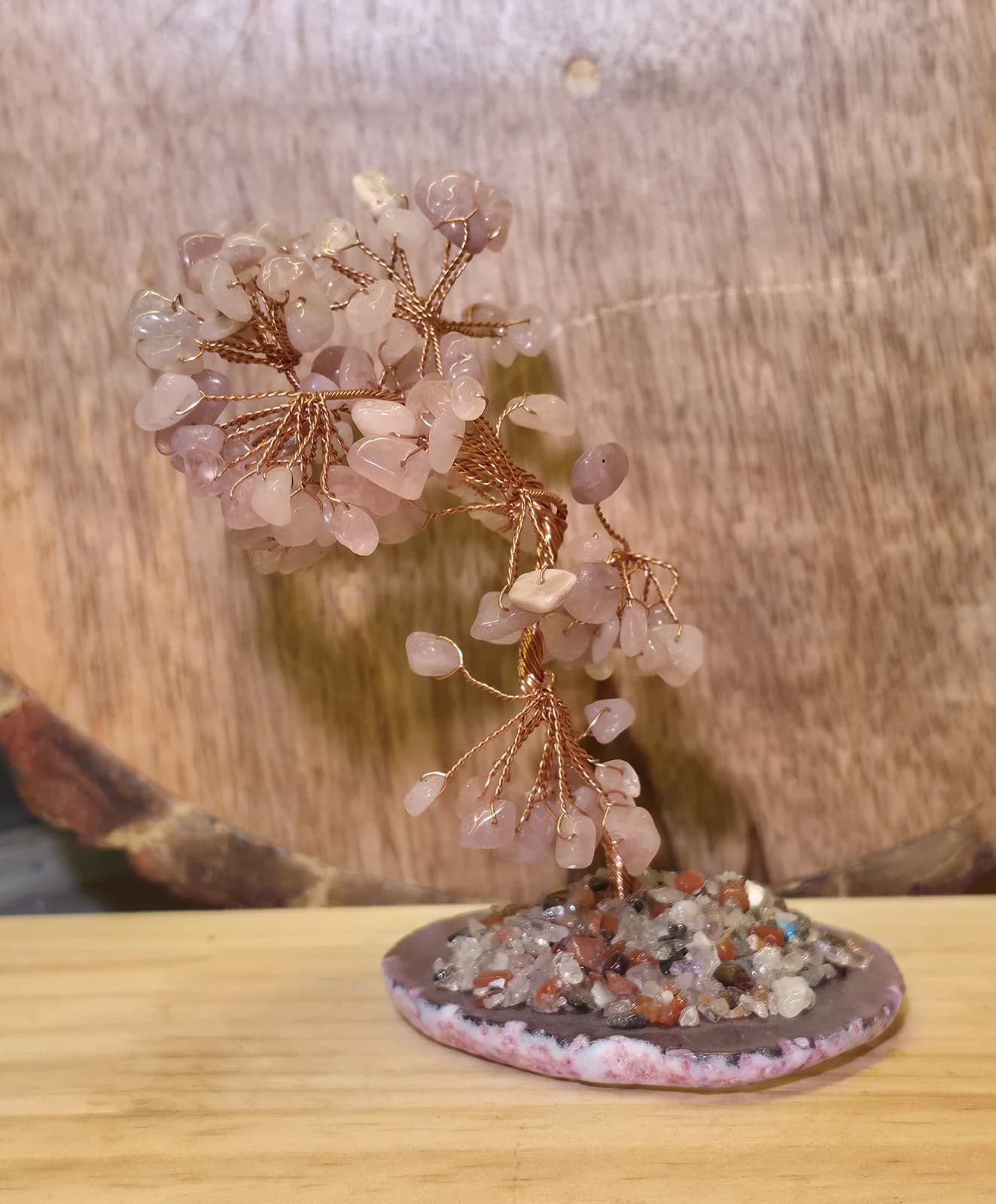 Rose Quartz Tree on Agate, Sacred Divine