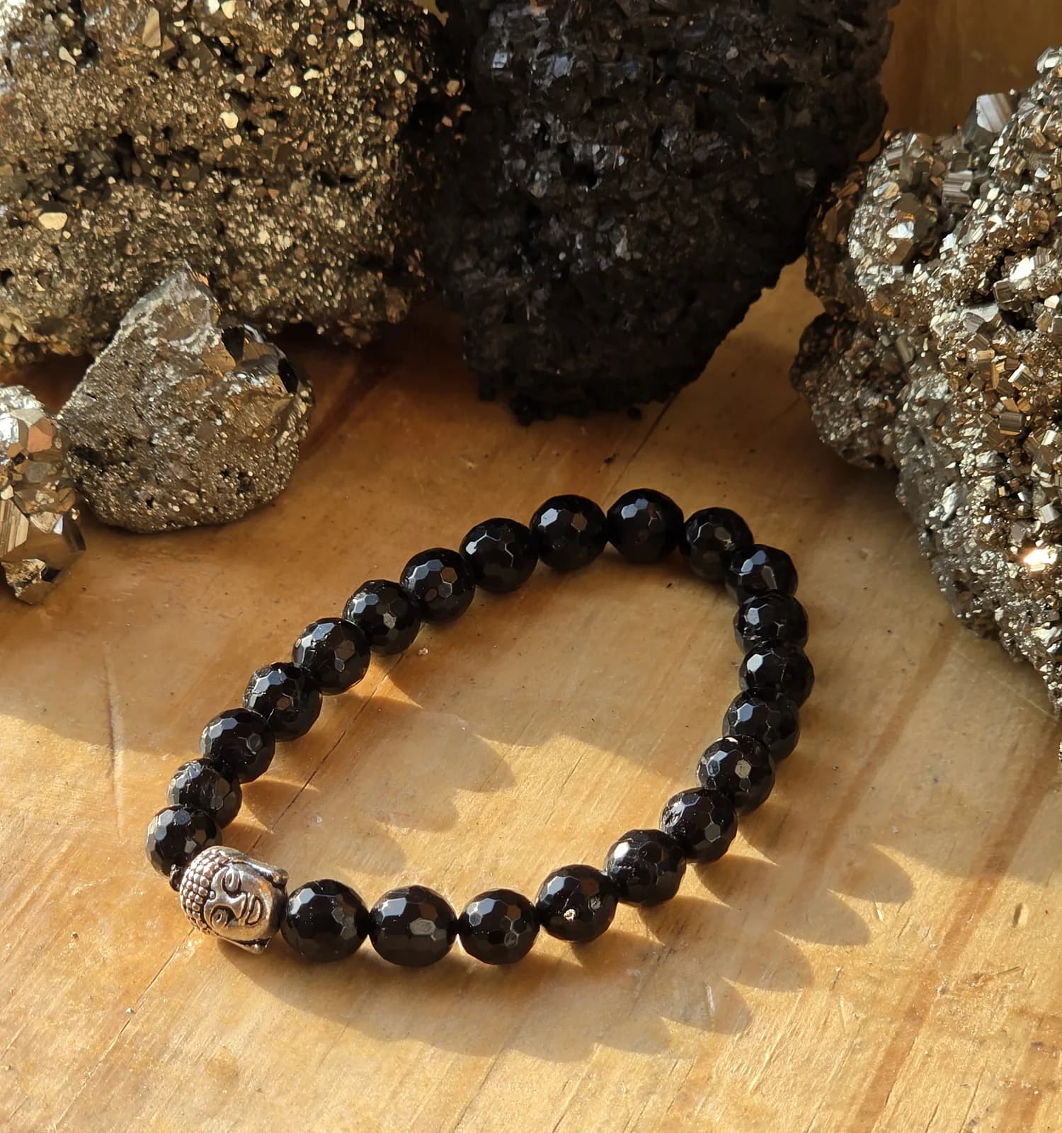 Diamond Cut Black Obsidian Bracelet, Sacred Divine