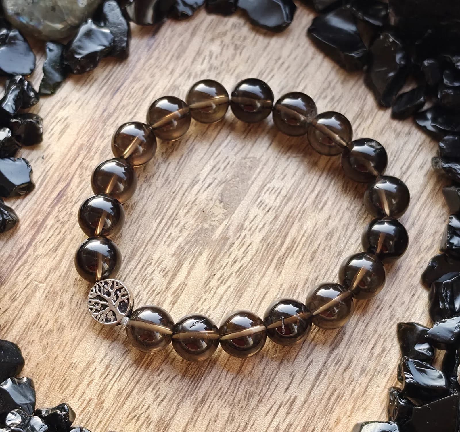 Smoky Quartz 8 mm Bracelet, Sacred Divine