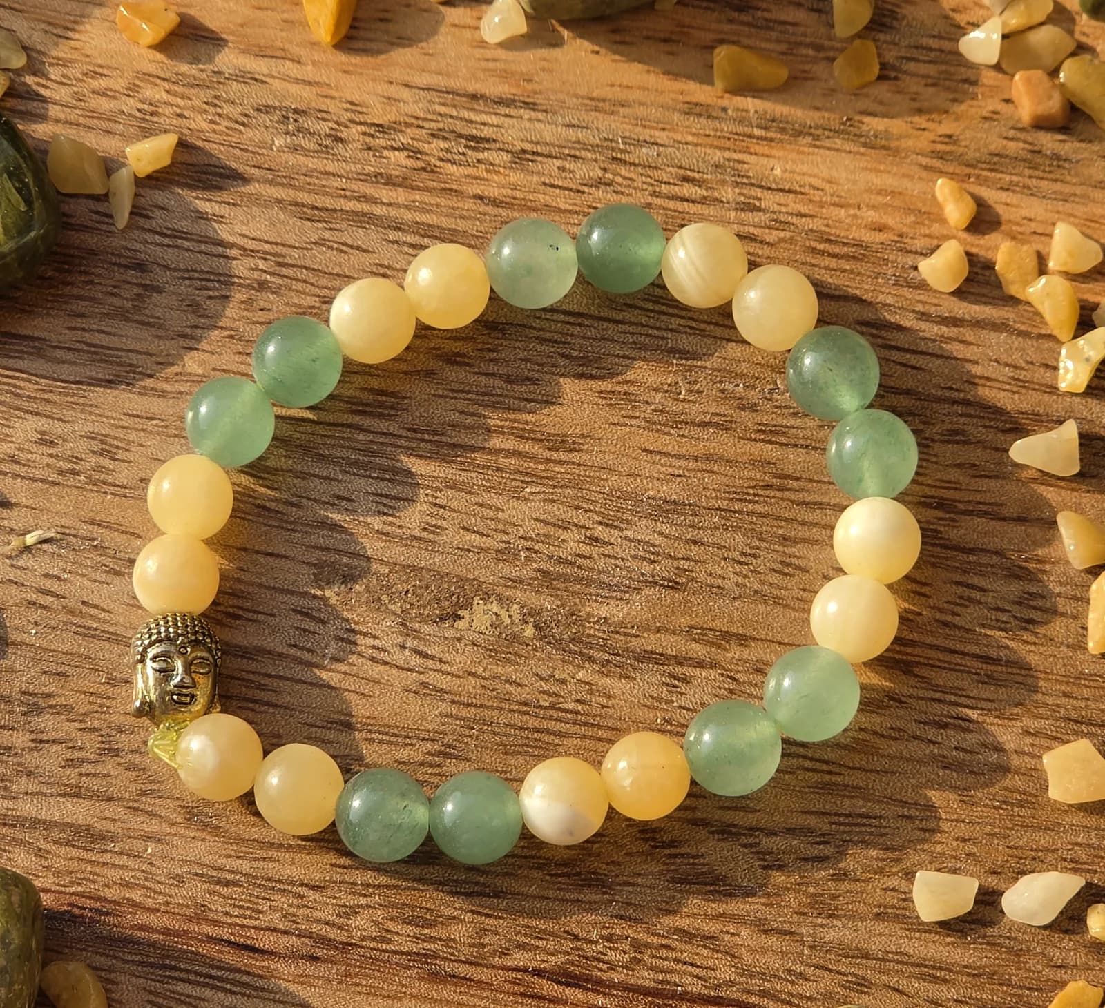 Yellow Calcite + Green Aventurine Bracelet, Sacred Divine