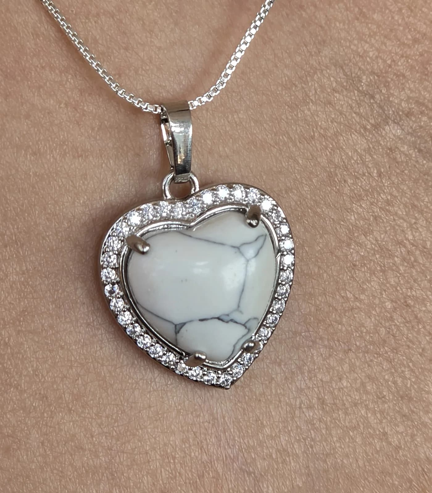 Howlite Heart Pendant, Sacred Divine