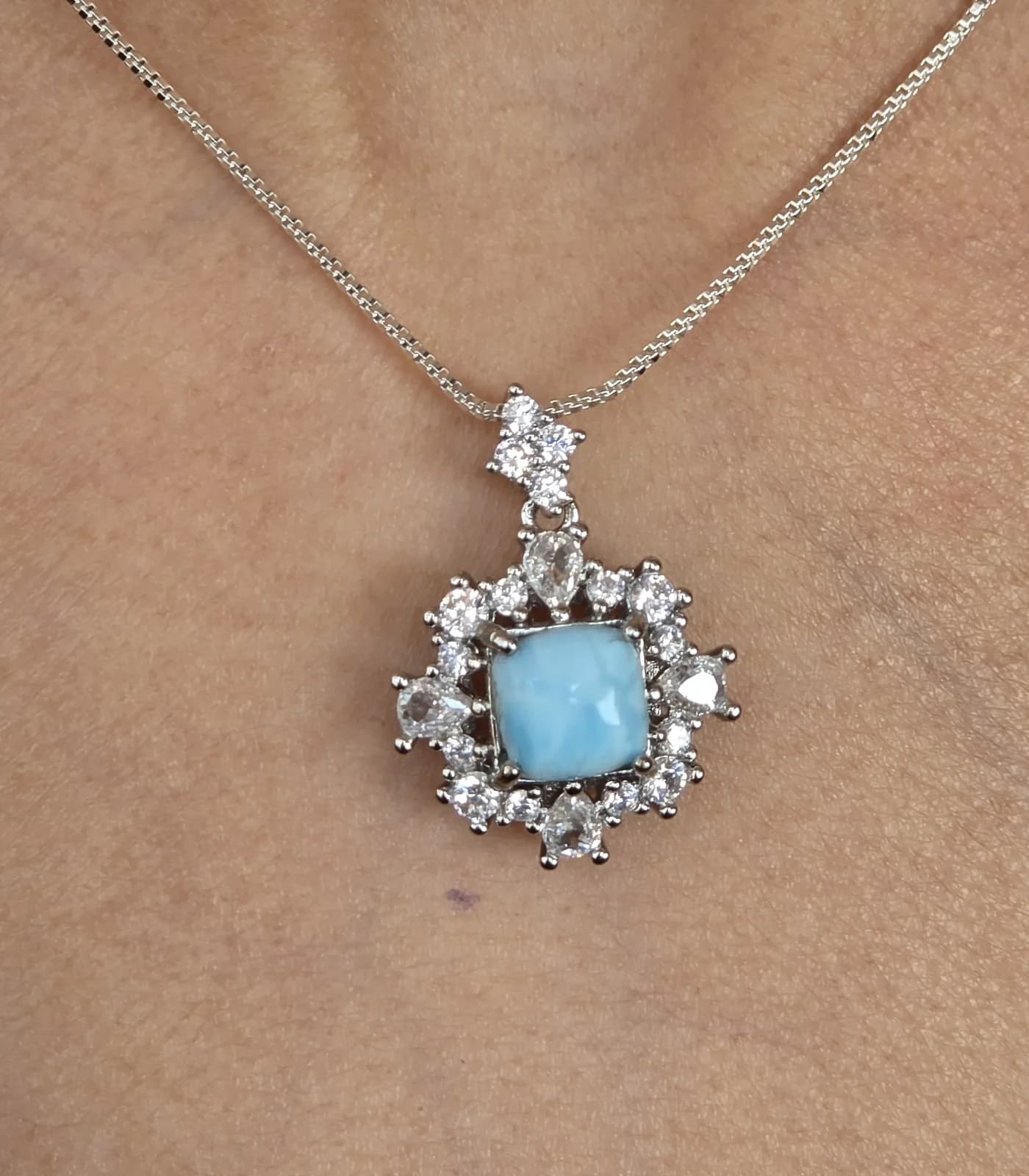 Larimar Halo Pendant, Sacred Divine