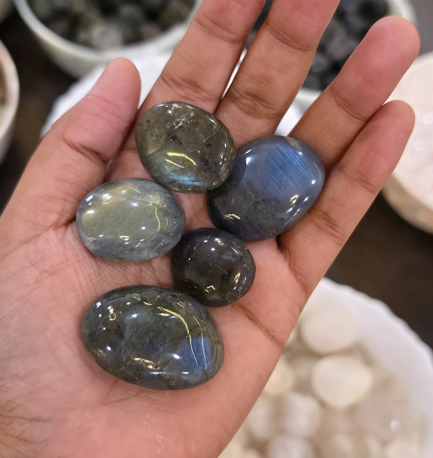 Labradorite Tumbles, set of 5, Sacred Divine